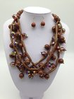 Fashion Exporting designs Acrylic Bead African Beads Jewelry Set Multi layer Necklace And Earring Set