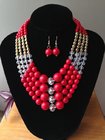 Fashion Exporting designs Four layers bead chain floral pendant symmetry necklace
