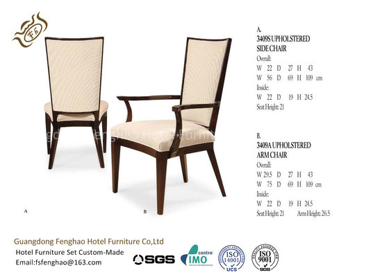 China Banquet Classical Fabric Hotel Dining Chairs With Arms / Hardwood supplier