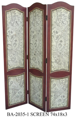 China Rubber Wood Gilding Tri Fold Screen Room Divider For Restaurant supplier