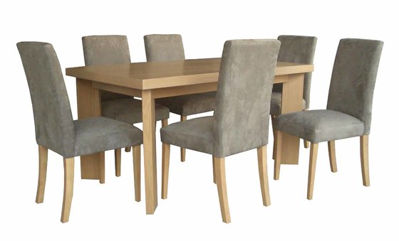 China Nordic Style Ash Wood Veneer Uphostery Hotel Dining Table With Six Chair supplier
