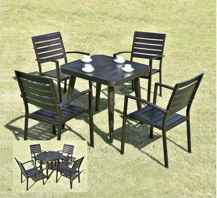 China Waterproof Garden Metal Dining Set / Cast Aluminum Outdoor Furniture Table And Chair Set supplier