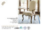 Elegant French Style High Back Dining Chairs Cream Walnut Fabric With Armrest supplier