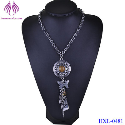China Fashion Jewelry Bohemia Ethnic Style Long Tassel Pendant Chain Necklace For Women supplier