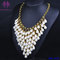 Crystal Luxury Multi Layer String Collar white Pearl Chunky Choker Necklace supplier