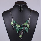 Retro classic style leaves necklace Drops of oil plus diamond necklace with color Leaf earrings jewelry  MD1414