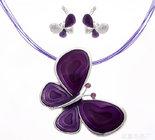 Red Butterfly Necklace High-grade alloy butterfly  Enamel Butterfly Earrings and Necklace Set BJX4322