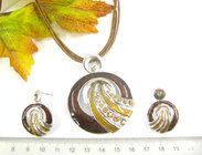Alloy enamel necklace earrings set necklace round necklace crescent crescent earrings BJX4337