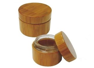 China Bamboo cosmetic cream jars, cream containers, eco-friendly bamboo and glass lining supplier