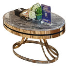 Stone top with gold metal frame oval shape coffee table for hotel bedrooom and living room