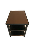 Smoke finish tempered glass top oak wood black color side table,coffee table for living room,hotel bedroom end table