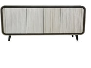 Glass top 2-tone white inish 4-door dresser console cabinet/media console, hotel bedroom furniture,hospitality casegoods