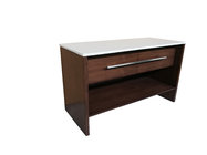White quartz top with long metal bar walnut finish wooden bathroom cabinet,bathroom vanity with one drawer