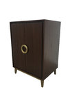 Brass metal base 5-star American hotel Custom made 2-door walnut tall cabinet Wardrobe,closet ,hospitality casegoods