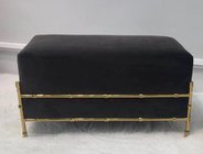 Black fabric upholstery brass metal base  ottoman/bed bench for hotel bedroom furniture,soft seating for hotel bedroom