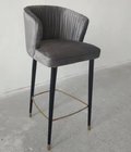 High back beech wood grey fabric  upholstery barstool/counter stool with metal bars,fashion wooden barstool