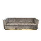 2018 new design gold metal base couch luxury fabric living room sofa ,3-seater velvet fabric sofa for sale