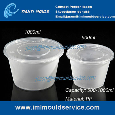 China 500ml/1000ml clear PP plastic disposable noodle bowl and soup bowl with lid mould supplier