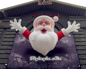 4m Height Christmas Inflatable Santa Claus for Outdoor Wall Decoration