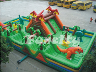 China 2 Years Warranty Inflatable Fun City / Jurassic Park With Playground Slides supplier