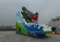 10M*6M*6M EN14960 0.55MM PVC Tarpaulin inflatable giant Crocodile Theme dry slide for Frame pool