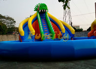 Customized Size Kids Inflatable Giant Water Park Game On Land With Long Crocodile