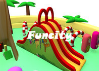 0.55mm PVC Inflatable Fun City Jungle Bouncy Castle With Slide , Sewing Technology