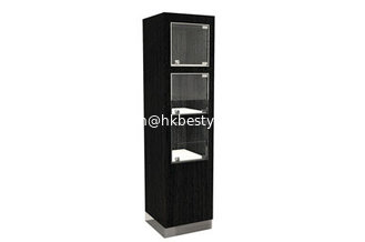 Timber veneered MDF Cabinet Featuring LED Lighting and Swinging Glass Front Door