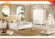 European luxury size Synthetic leather Royal Rococo antique French classical Hot sale solid bedroom furniture set