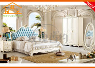 European luxury size Synthetic leather Royal Rococo antique French classical Hot sale solid bedroom furniture set