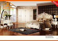 Ivory White double bed new model antique wood bed Strong and durable quality heated elegant wood bedroom furniture set