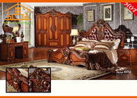 Ivory White double bed new model antique wood bed Strong and durable quality heated elegant wood bedroom furniture set