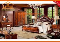 antique French best designer white solid wooden leather bedroom furniture sets