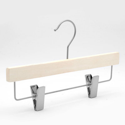 China Eco-friendly original  color wooden pant hanger with clips supplier