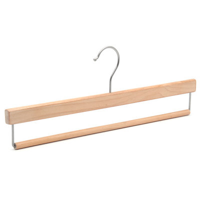 China Original Wood Color Wooden Pants Hanger with Clips supplier