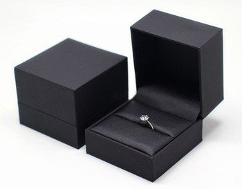 China PU Leather Jewelry Plastic Box Recyclable Material Wedding Ring Packaging supplier