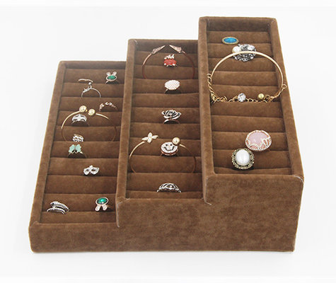China Wedding Ring Jewelry Storage Trays Tarnish Free Materials Showcase Ice Velvet Tray supplier