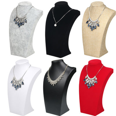 China 24*14.5cm Necklace Display Bust , Linen Ice Velvet Jewelry Necklace Holder supplier