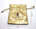 Golden Satin Jewelry Pouch 7*8cm , Drawstring Jewelry Bags Button Closure supplier
