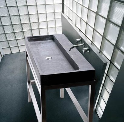 China Natural blue limestone bathroom sink honed supplier