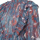 Long Sleeve Layers of Frills Blue Floral Print Ruffle Dress Mini Women Dress