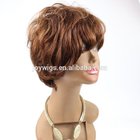 Unprocessed top grade short hair cut medium brown color human hair short machine made wig