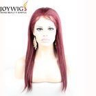 Hot sale no tangling human hair Peruvian remy hair half lace 99j# wig