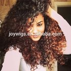 Premium quality no tangling human hair half lace bomb curl ombre wig