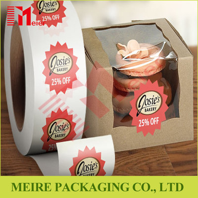 China Glossy paper top quality roll stickers label printing with custom design for cake box promotion supplier
