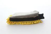 yellow/grey color microfiber plush chenille car cleaning detailing house cleaning wash mitts/gloves