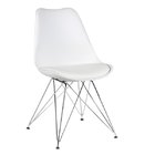 Ems pp back steel legs white plastic chair