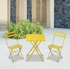 Outsunny 3PC Bistro Set Garden Balcony Folding Square Table Chair (Yellow)