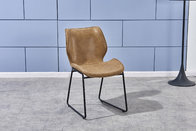 leather armless mid century modern dining chair