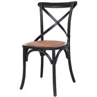 Cross Back Dining Side Chair Rattan Seat Birch Frame Kitchen Furniture Black